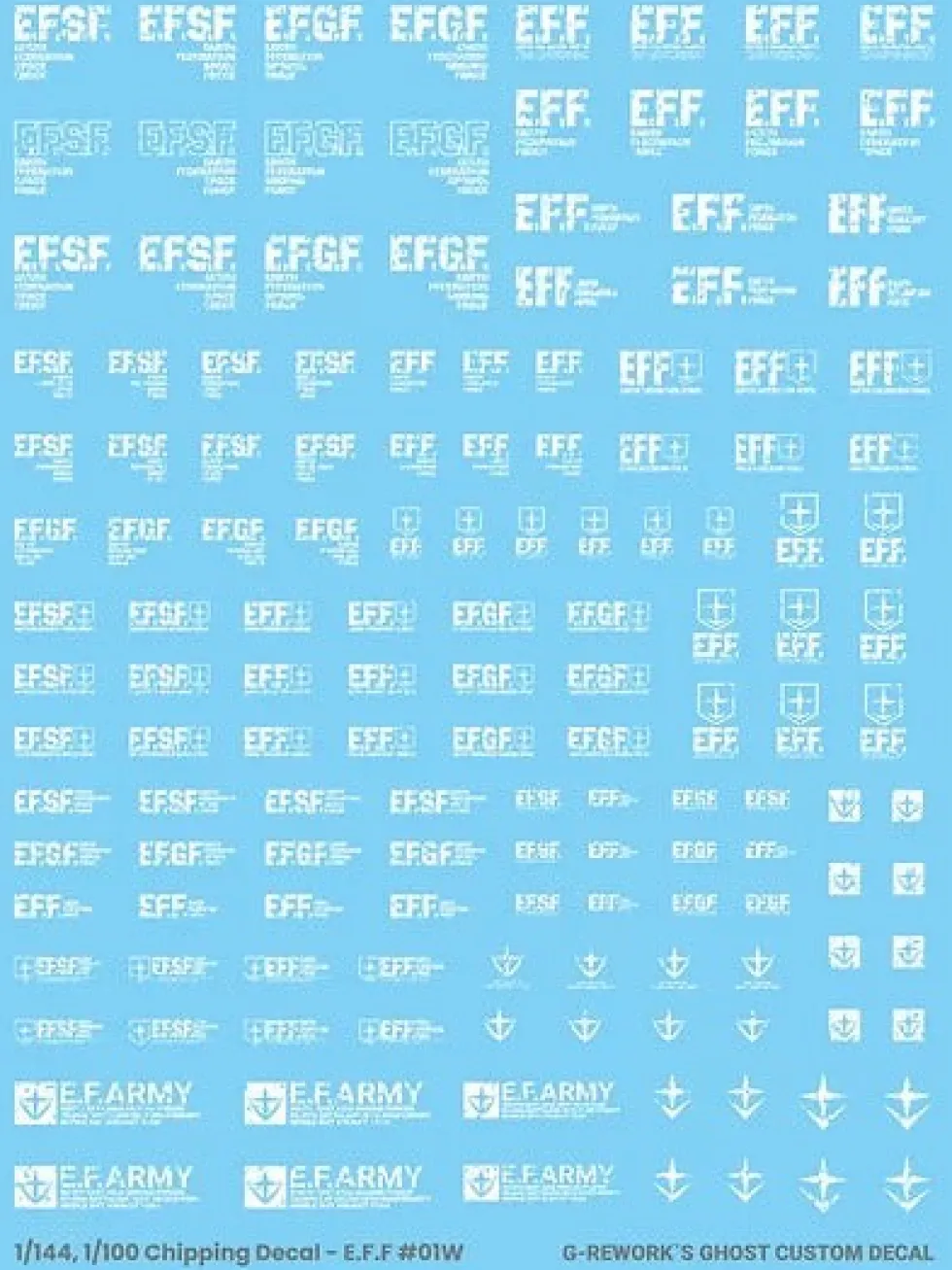 1/144 1/100 Chipping Decal EFF 01 White Decals