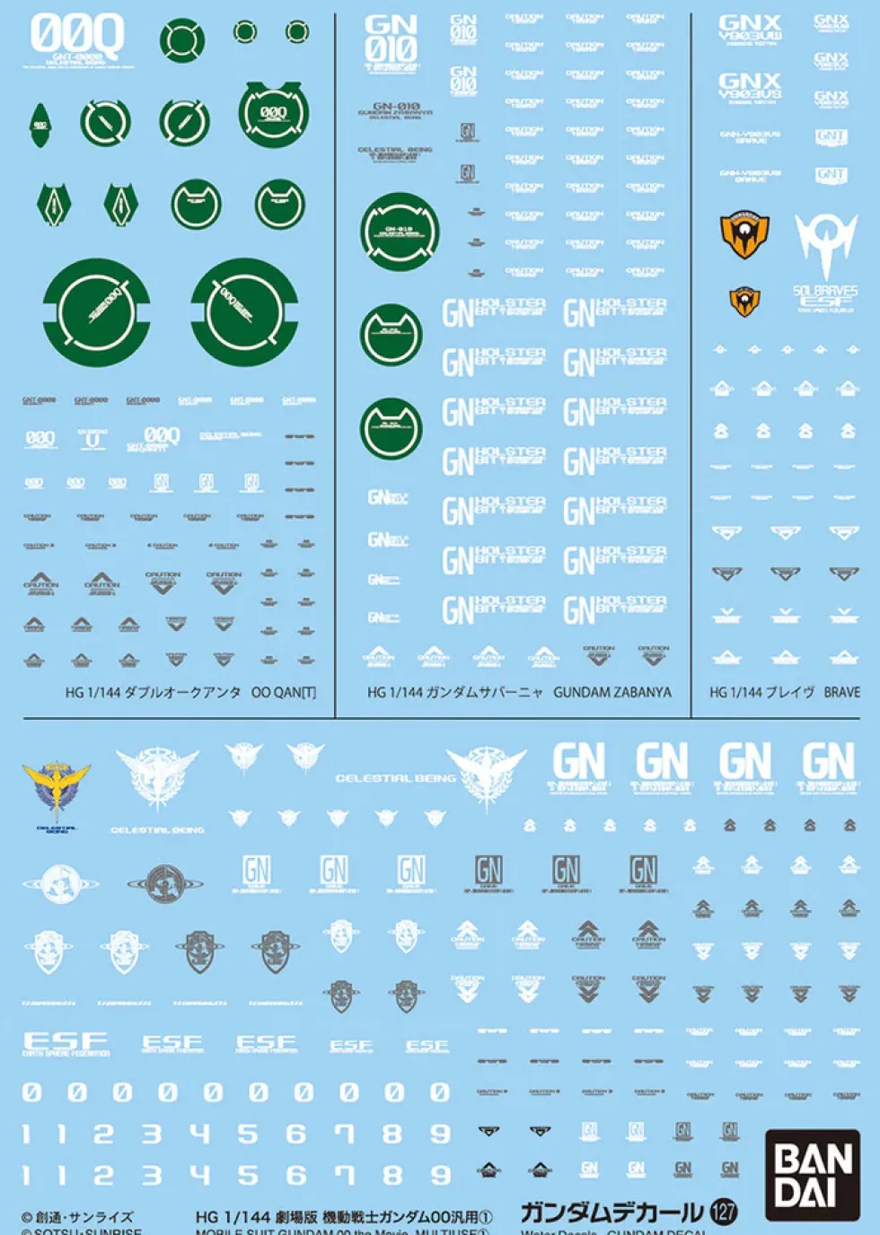 GD-127 Gundam 00 The Movie Mutli Use 1 Decals