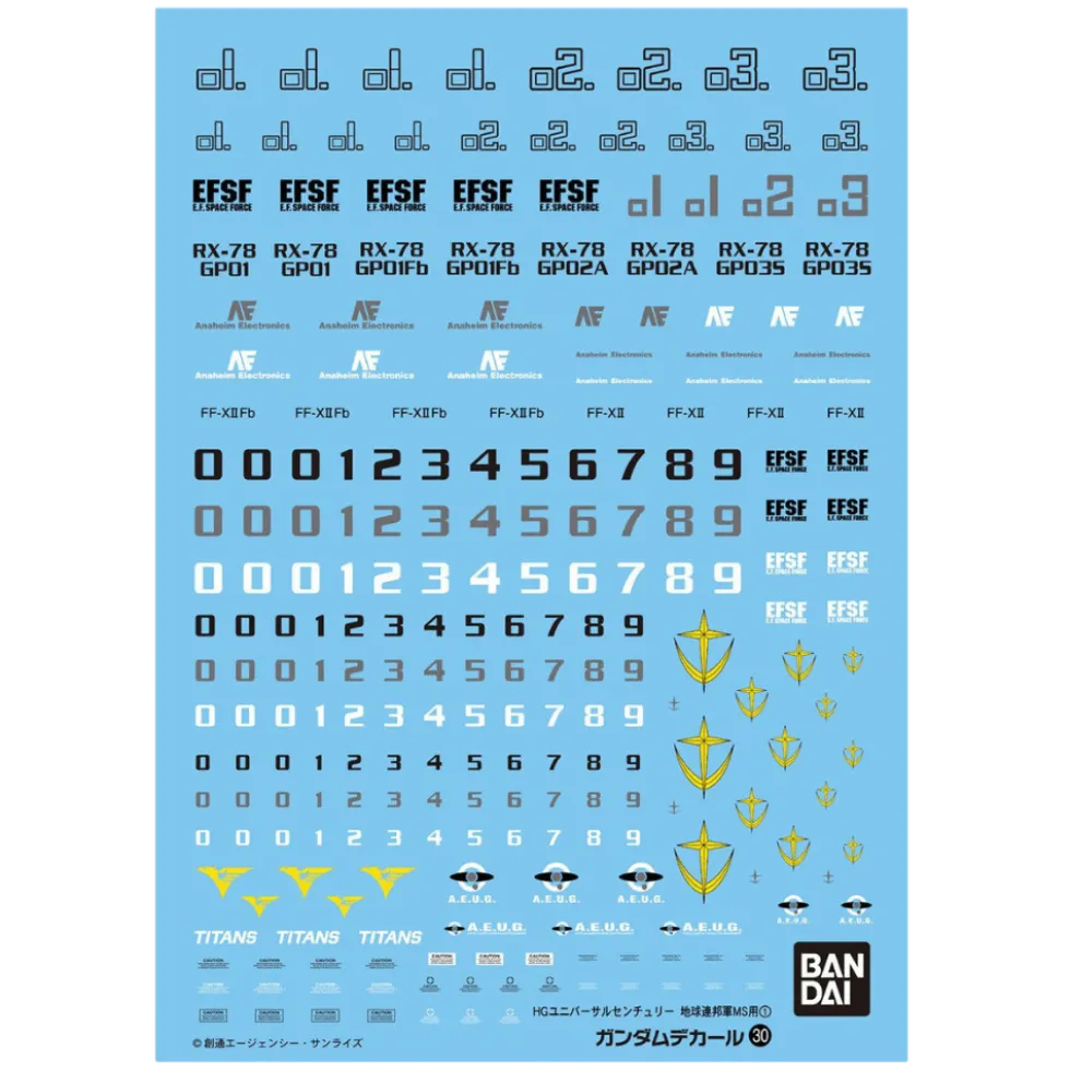 GD-30 HGUC Earth Federation 1 Decals