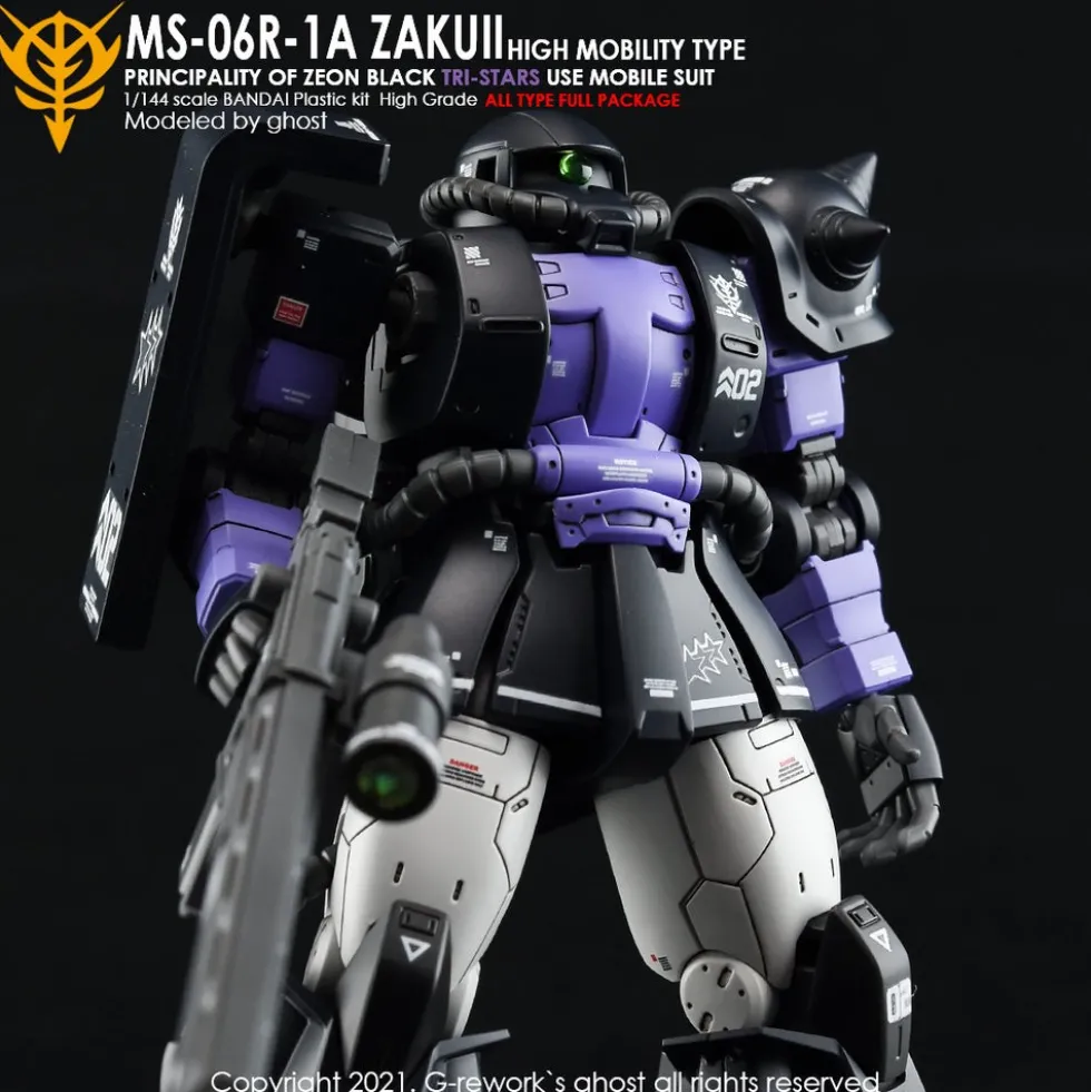 HGGTO MS-06R-1A Zaku II (Black Tri-Stars Full Set) Decals