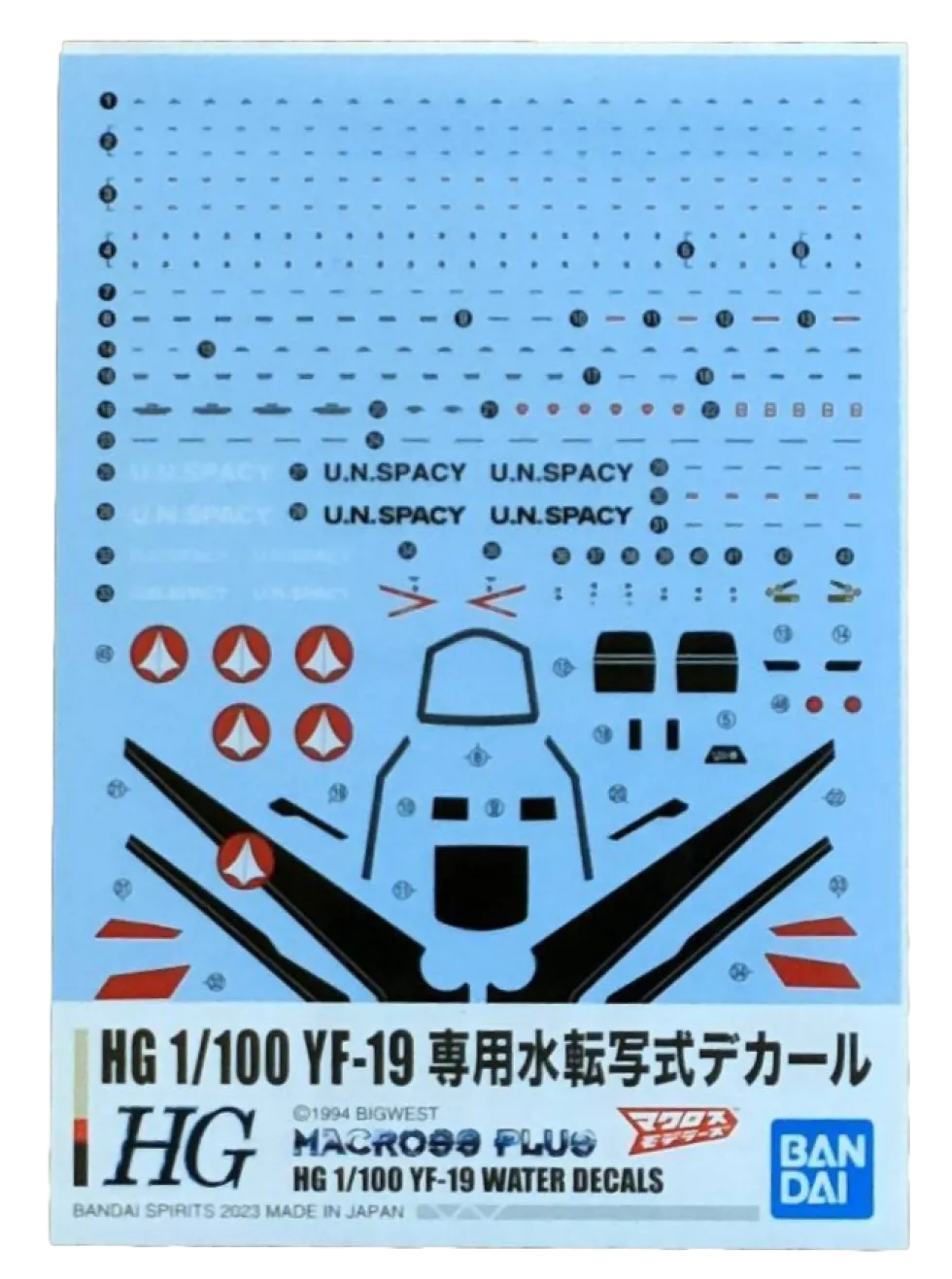 HG Macross Plus 1/100 Scale YF-19 Waterslide Decals