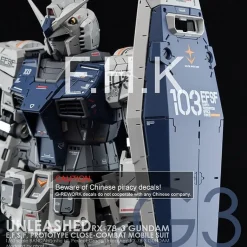 PG Unleashed RX-78-2 G3 Version Decals
