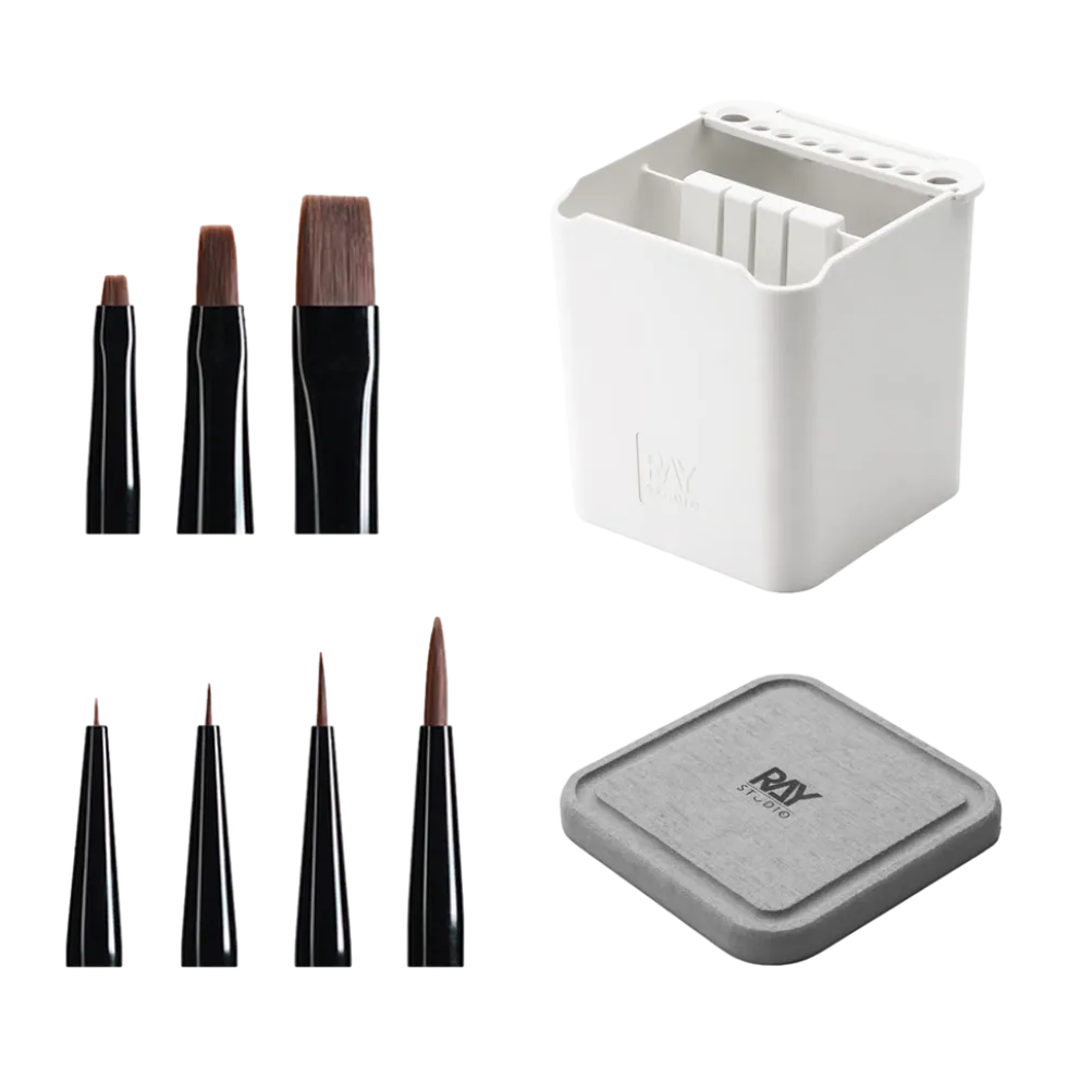 Pointed/Flat Modeling Brush Set w/ Washer