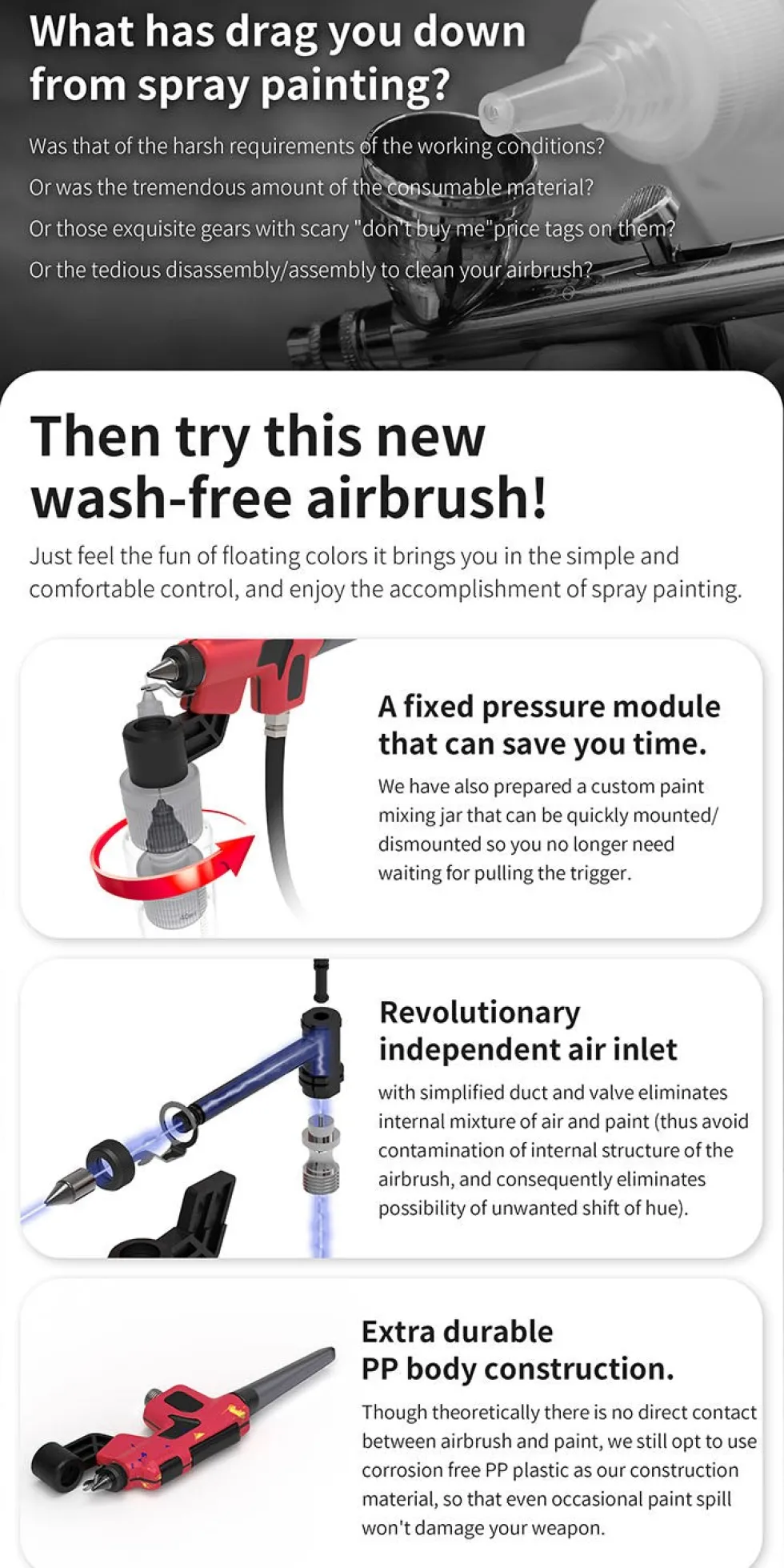 Wash-Free Airbrush