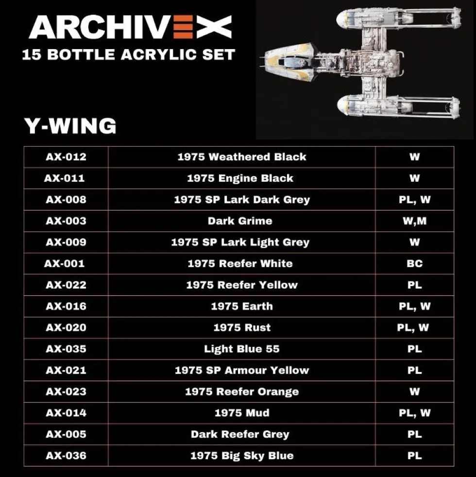 Y-Wing Paint Set (15 Bottles)